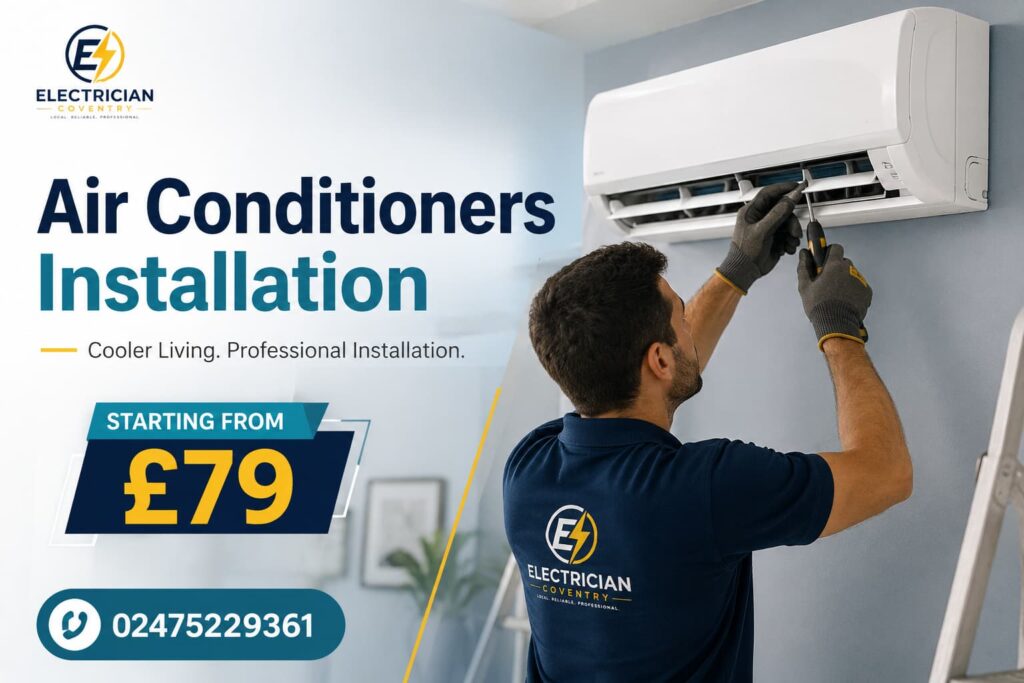 Technician repairing indoor cooling unit in modern home setting