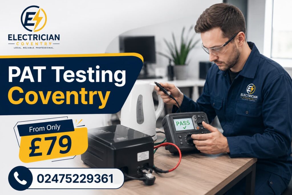 Electrician testing appliances with professional electrical equipment indoors