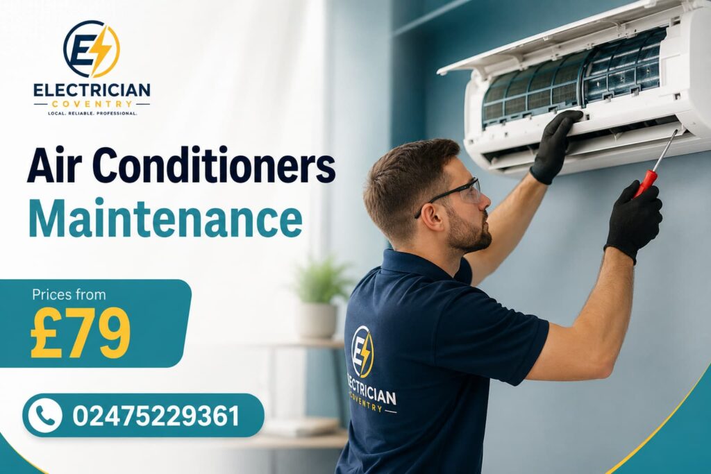 Professional technician servicing indoor cooling system in modern home interior