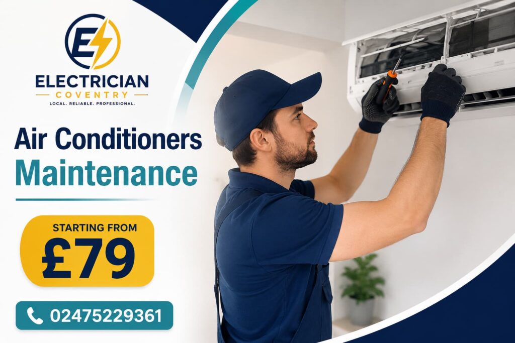 Technician servicing indoor cooling system unit indoors