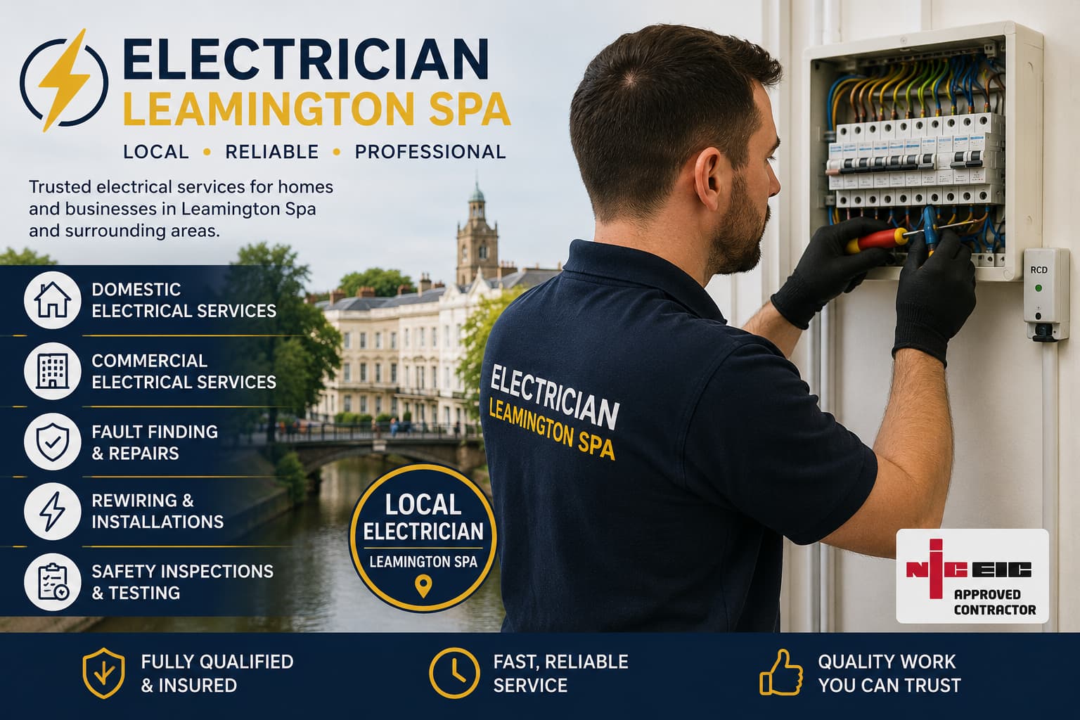 Skilled Electrician in Leamington Spa providing safe and reliable electrical work
