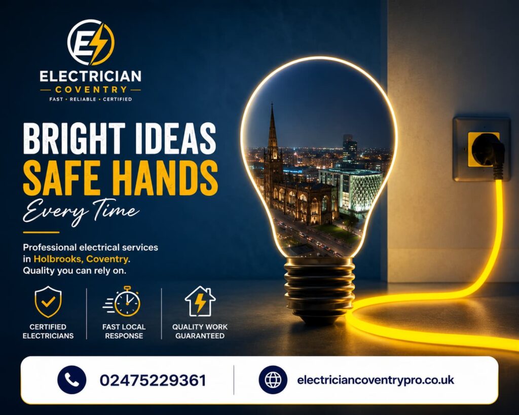 Electrician Holbrooks providing reliable, certified electrical services with a focus on safety and quality workmanship.