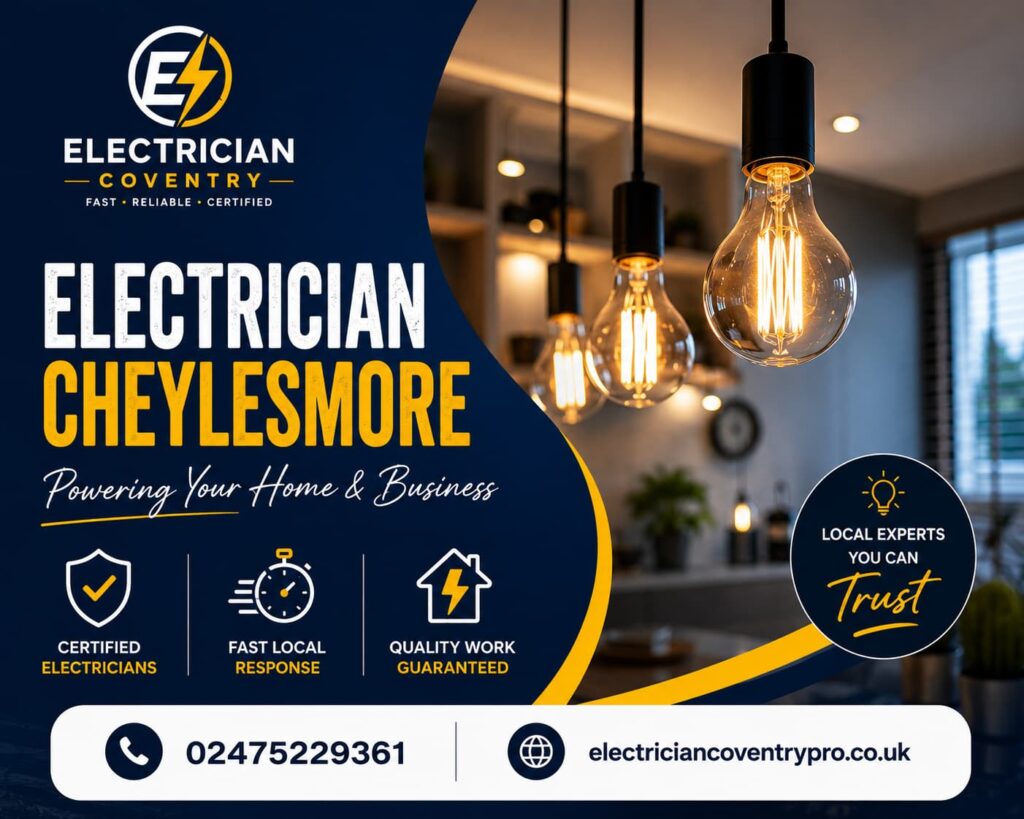 Electrician Cheylesmore providing reliable, certified electrical services for homes and businesses with a focus on safety, quality, and fast response.